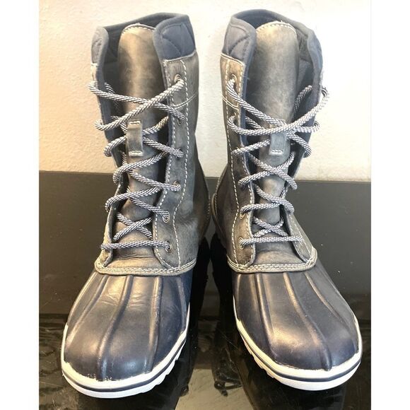 LL Bean Women's Blue Gray Tec 2.5 Insulated Duck Boots 6.5 Medium Lace-Up - Picture 1 of 13